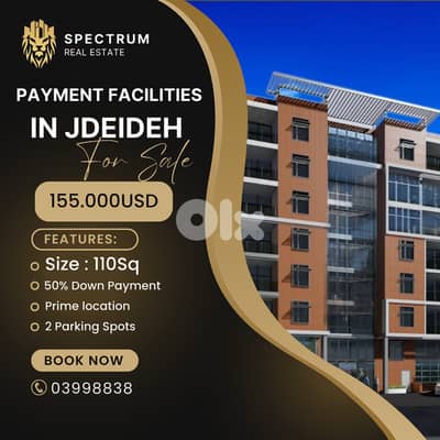 PAYMENT FACILITIES IN JDEIDEH PRIME 50% DOWN PAYMENT, (JD-176)