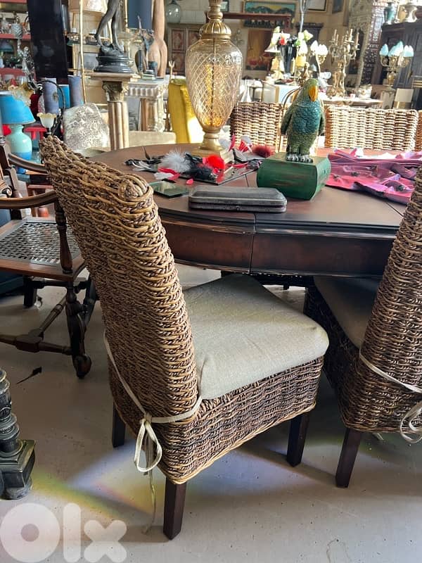 vintage dining table solid wood with 8 chairs 11