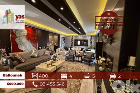 Ballouneh 400m2 | Penthouse | FULLY FURNISHED |Designer's Signature|GA