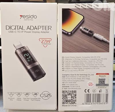 YESIDO DIGITAL ADAPTER USB-C TO IP POWER DISPLAY ADAPTER 27W