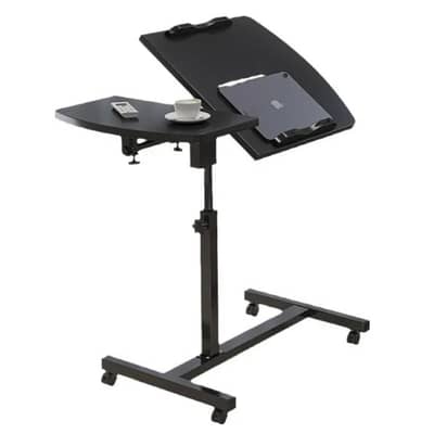 Adjustable Laptop Table with Wheels – Wooden Space Saver Desk for Bed