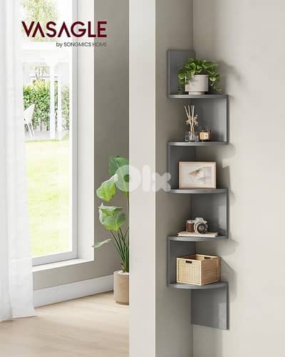 Corner Shelf, Wall Shelf with 5 Shelves, Floating Shelf