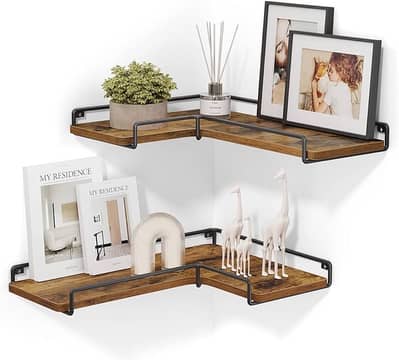 Floating Shelves, Set of 2, L-Shaped Corner Shelves