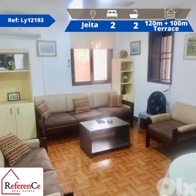 Furnished apartment with terrace in Jeita  شقة مفروشة مع تراس في جعيتا