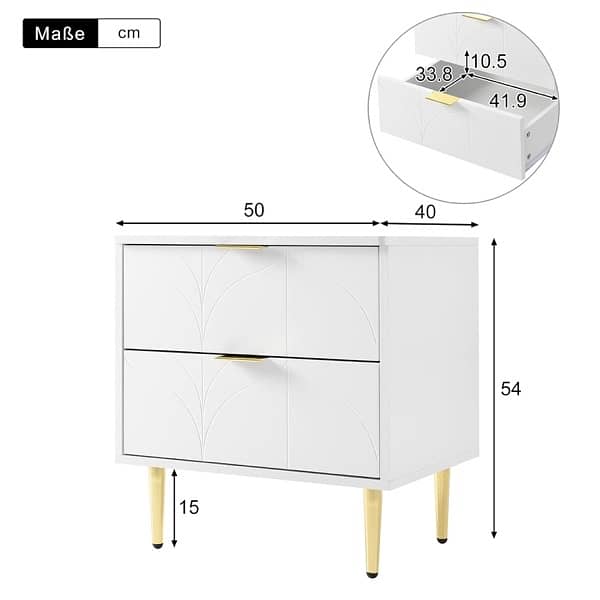 Sideboard Bedside Table with Two Drawers 1