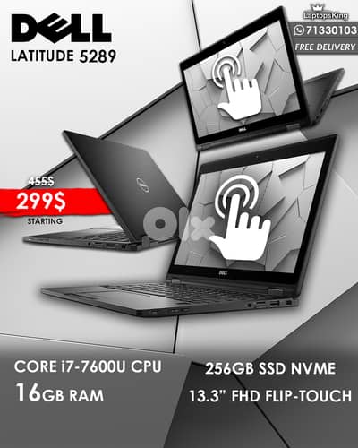 DELL LATITUDE 5289 2in1 CORE i7- 7600U 13.3" FHD FLIP-TOUCH LAPTOP