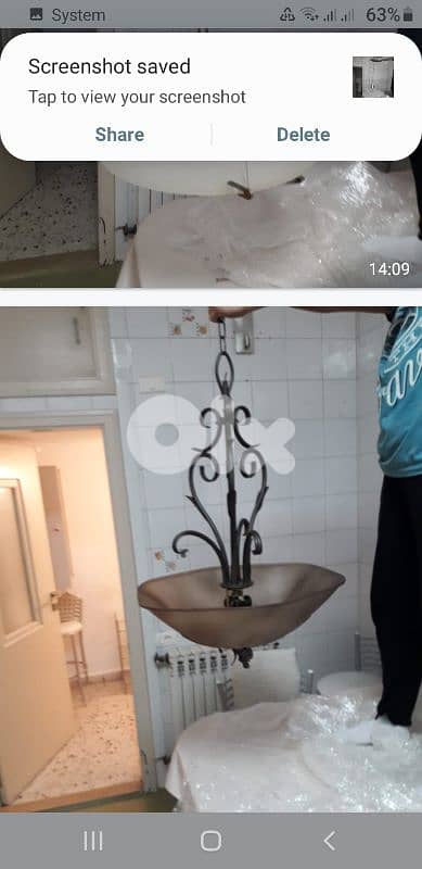 ثريا زجاج مع معدن