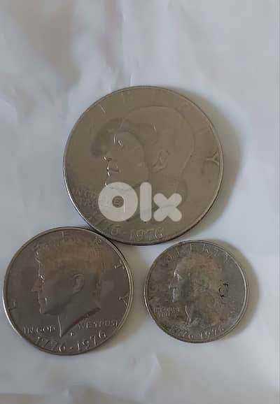 Set of three USA Memorial coins of 200 years USA Independence