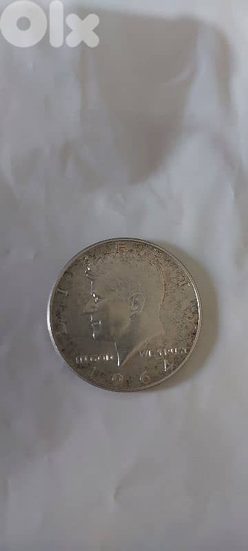 USA half Silver Dollar coin Memorial President John Kennedy year 1964