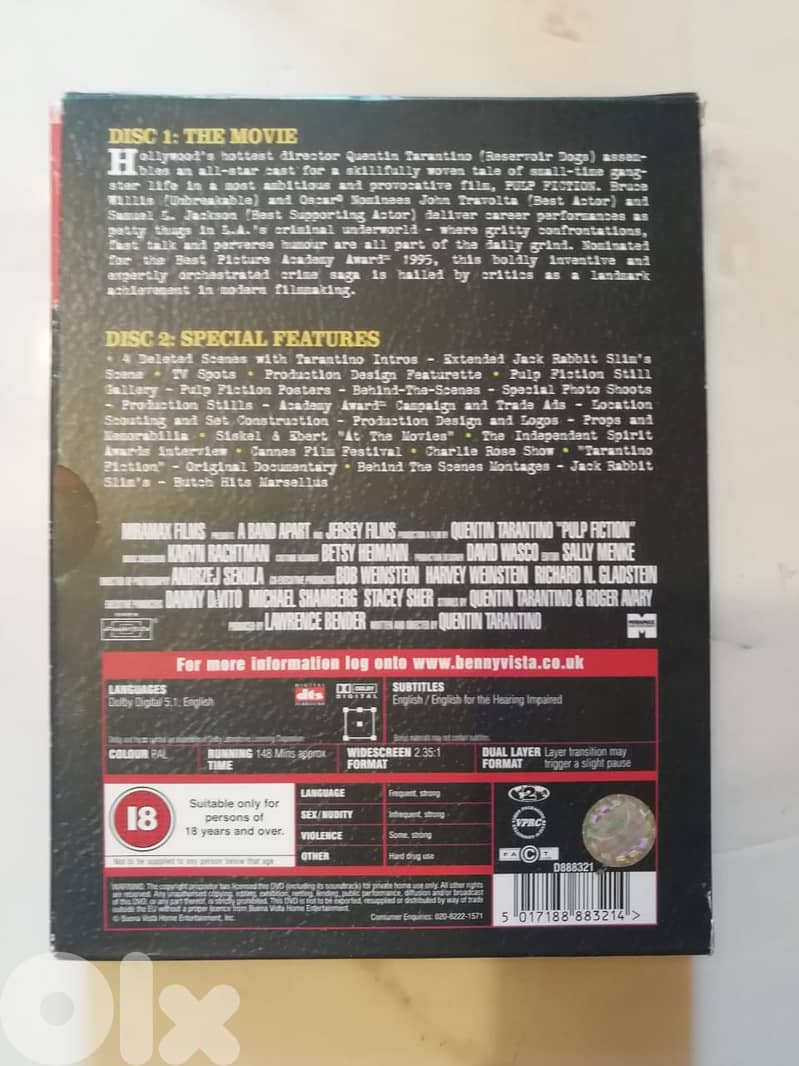 Pulp fiction 2 discs collectors edition DVDs 3