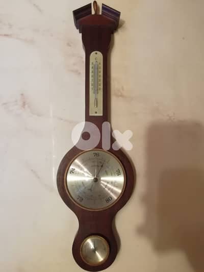 hygrometer barometer & thermometer in wooden frame 46cm