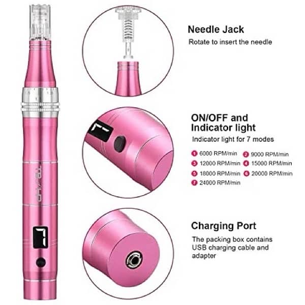 Dermapen - Upgraded Wireless Skin Pen with LCD Screen & 12 Cartridges 2