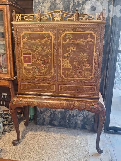 chinese red bar cabinet