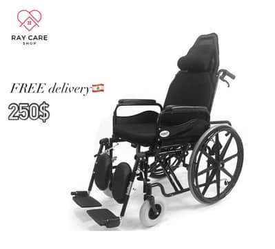 Steel Reclining High Backrest Wheelchair كرسي متحرك