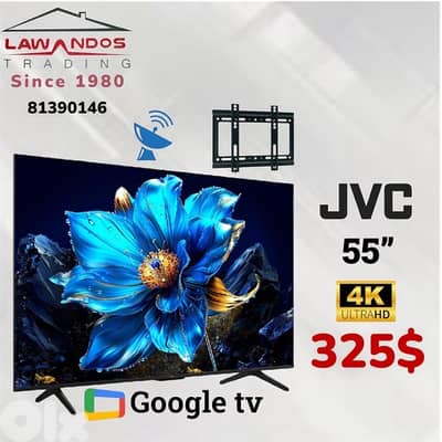 Led JVC ORIGINAL 55” Google tv مع ستاند