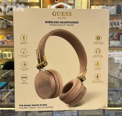 Guess Wireless Headphones leather with metal logo pink 50$