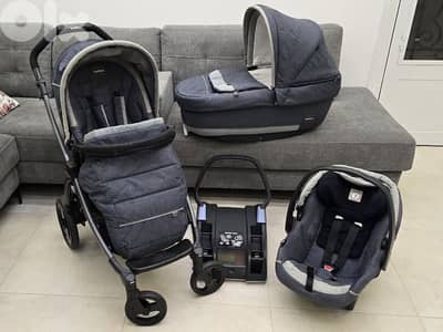 Peg Perego Book 51 - Denim Blue - Stroller + Carrycot + Car Seat