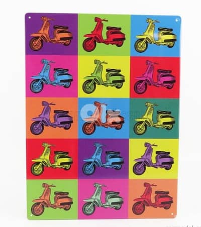 Lambretta Motorcycle Pop Art Metal Plate Deco
