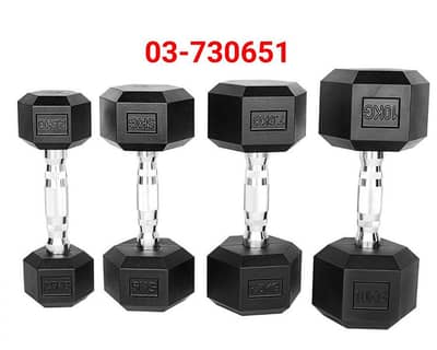 hexagon rubber dumbbells