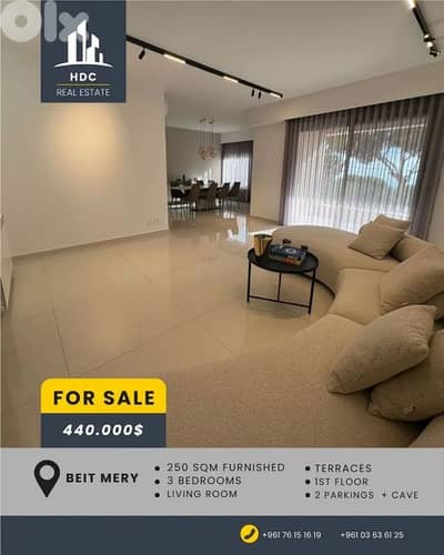 Beit Mery high end fully furnished 225 sqm + 75 sqm Terraces