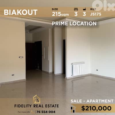 Apartment for sale in Biakout JS175 شقة للبيع في بياقوت
