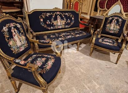 صالون ستيل لويساز فرنسي رائع جدا قماش اوبيسون حياكة يد