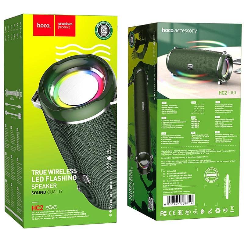 HOCO HC2 TRUE WIRELESS LED FLASHING SPEAKER IPX5 - HC2 وايرلس سبيكر 5