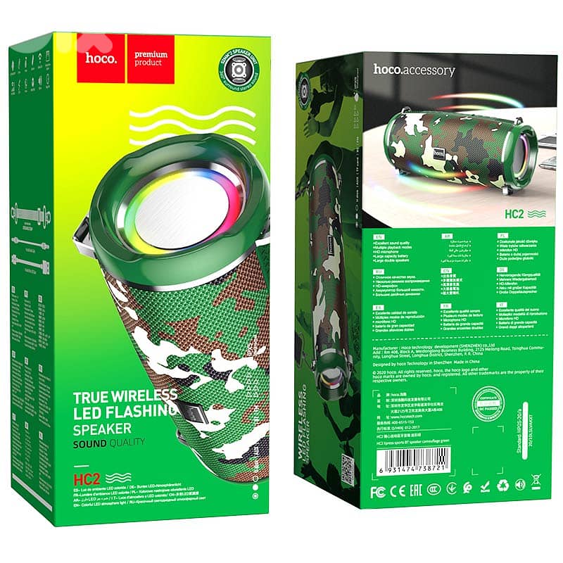 HOCO HC2 - TRUE WIRELESS LED FLASHING SPEAKER IPX5 - HC2 وايرلس سبيكر 1