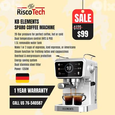 KB ELEMENTS Coffee Machine Sparo – ماكينة قهوة ألمانية