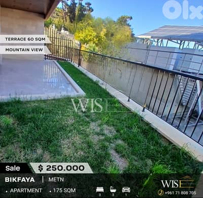 175 SQM Apartment with Garden Terrace for SALE in Bikfaya!