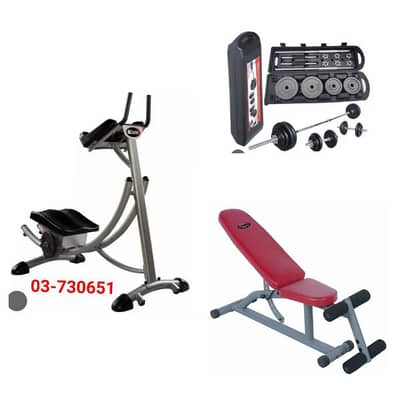 400$ 3items ( AD coaster- bench & barbell set)