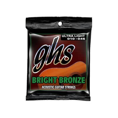 GHS Bright Bronze 80/20 BB10U Acoustic Guitar Strings, Ultra Light (10
