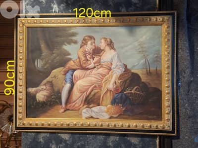 large antique european oil painting