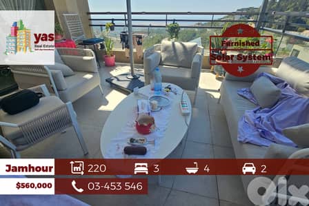 Jamhour 220m2 | 25m2 Terrace | Furnished | Solar System | Decorated|PA