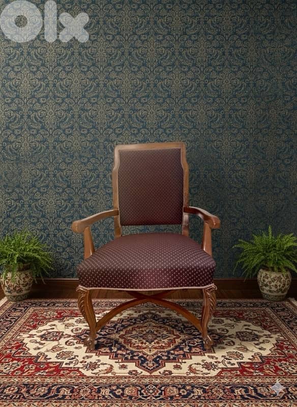 Pair of High-Back Wood Armchairs (120 cm H) 1