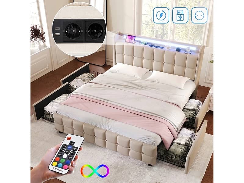 LED Drawers Bed 2