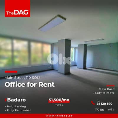 Clean 110 SQM Office for Rent in Badaro مكتب للايجار