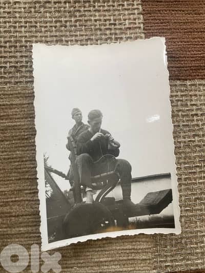 صورة اصلية جندي نازي يقعد على عربة سلاح العالمية الثانية Nazi photo
