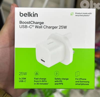 Belkin Boostcharge Usb-c wall charger 25w 3pin white