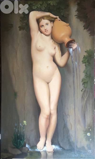 Oil on canvas painting - Ingres La Source