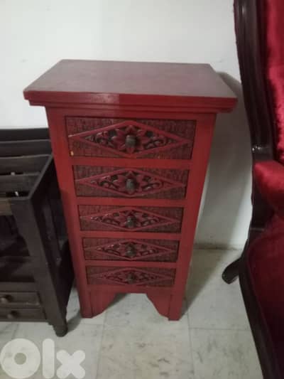 Teak wood Vintage style red dresser