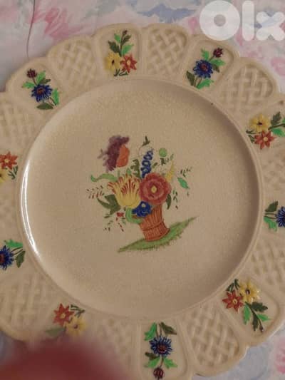 2 old hand decorated dished
