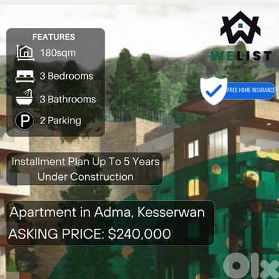 Super Deluxe Under Construction Apartment for sale in  Adma 180 SQM