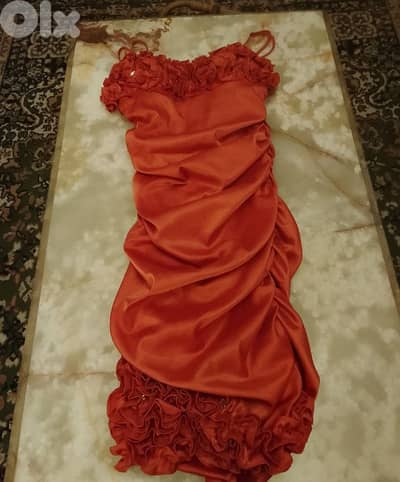 orange satin dress