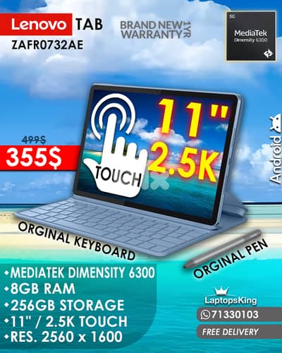 LENOVO TAB ZAFR0732AE MEDIATEK DIMENSITY 6300 11" / 2.5K TOUCHSCREEN