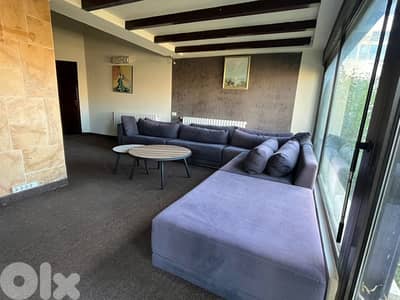 Faqra 120sqm Duplex Chalet + 120spm Garden | 3BR, Chimney, Scenic View