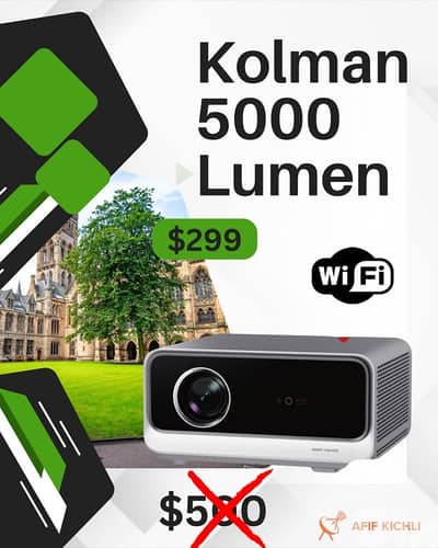 Kolman LED Projector 5000-Lumens Smart-WiFi