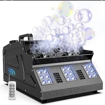 3 in 1 Fog Bubble& smoke Machine. 2 Bubble Fans, 7CH RGB 18 LED Lights
