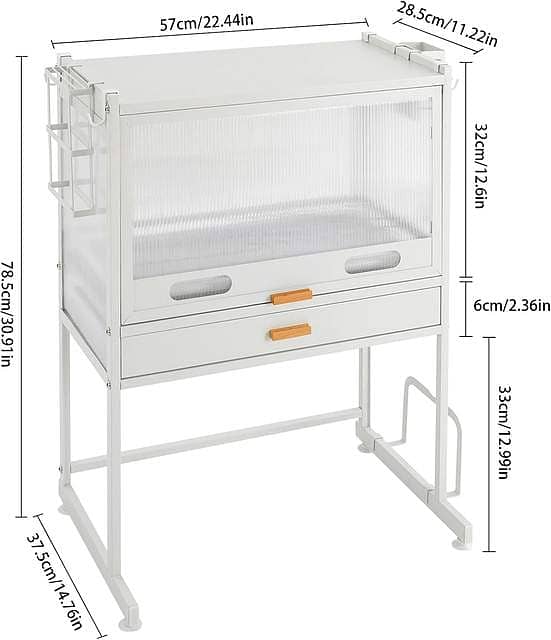 Carbon Steel Microwave Stand & Sealed Dish Cabinet with Knife Holder 11