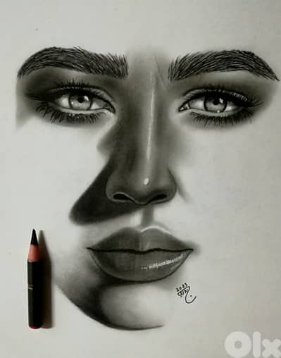 charcoal drawing لوحة رسمة فحم
